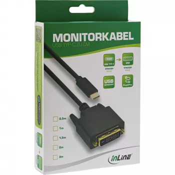 Kabel wyświetlacza USB InLine, USB-C męski / DVI męski (DP Alt Mode), czarny, 2m