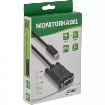 InLine Kabel wyświetlacza USB, USB-C męski / VGA męski (DP Alt Mode), czarny, 2m