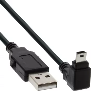 Kabel InLine USB Typ A męski / Mini-USB męski 5-pinowy kątowy w dół 90° czarny 1m