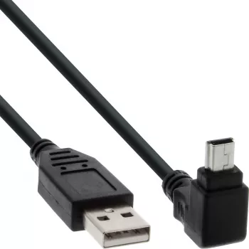 InLine USB Typ A męski / Mini 5pin męski kątowy do góry 90°, czarny, 2m