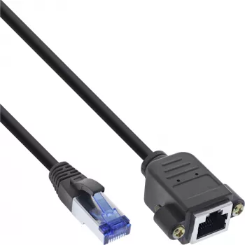 Przewód krosowy InLine z wbudowanym przedłużeniem, S/FTP (PiMf), kat.6A, LSZH, miedź, 0,5 m