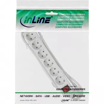 InLine Listwa zasilająca InLine 16461T 6-drożna z uziemieniem CEE 7/3 biała 1,5 m