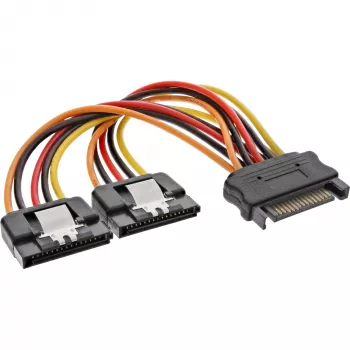 InLine SATA Power Y-Cable żeński / 2x męski z zatrzaskiem zabezpieczającym, 0,30 m