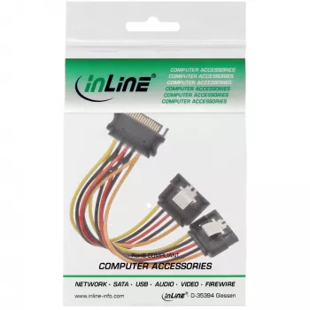 InLine SATA Power Y-Cable żeński / 2x męski z zatrzaskiem zabezpieczającym, 0,30 m