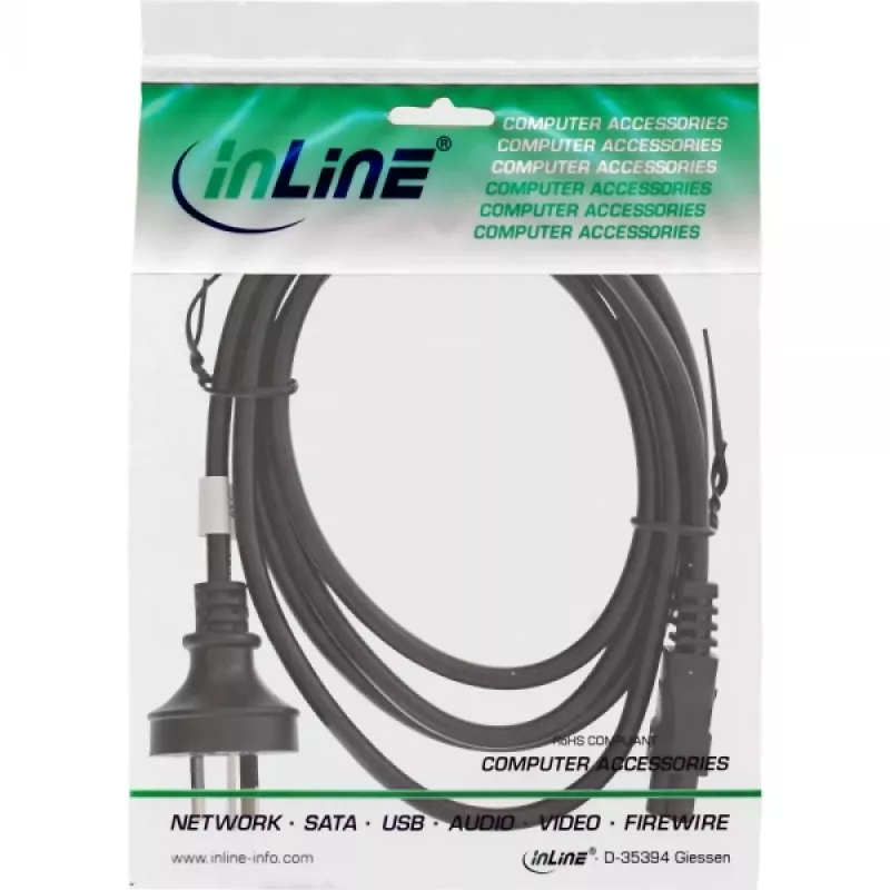 Kabel zasilający InLine Australia, do notebooka, czarny, 2m
