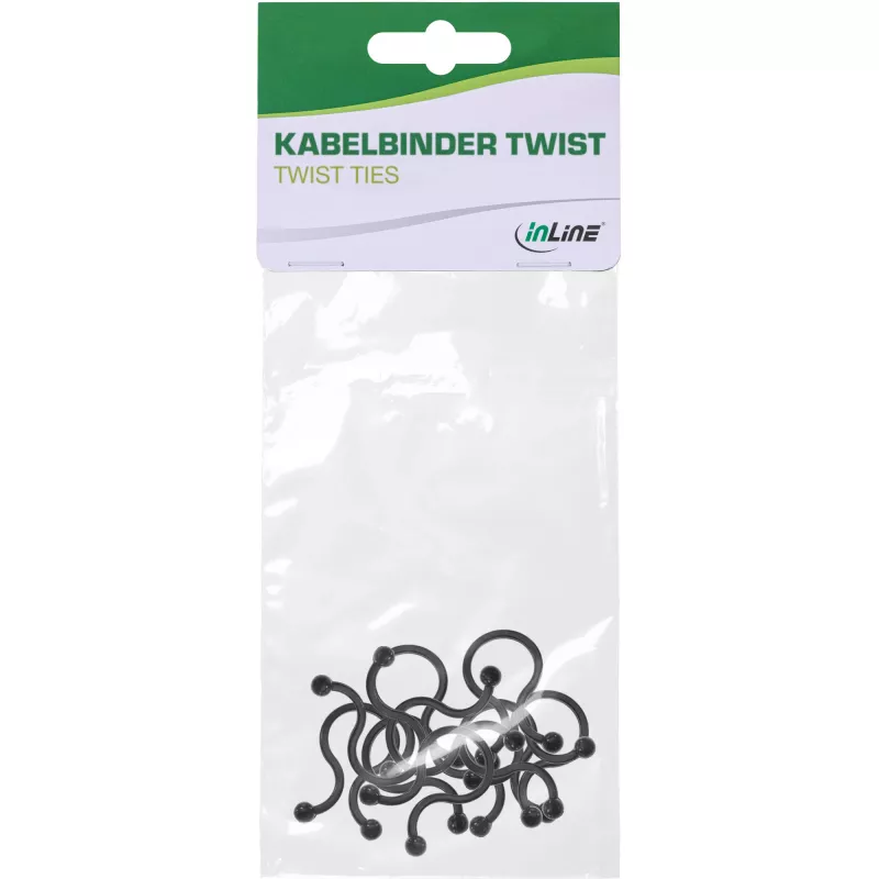 Opaski zaciskowe InLine 22 mm, czarne, 10 szt. — zaciski do kabli/przewodów