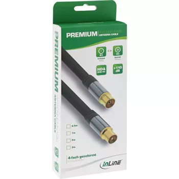 InLine Premium kabel antenowy, 4x ekranowany, >110dB, czarny, 10m