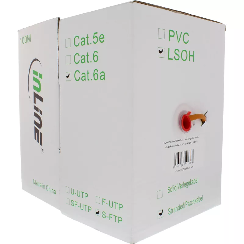 Kabel krosowy InLine S/FTP PiMF Cat.6A bezhalogenowy 500MHz pomarańczowy 100m