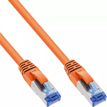 InLine Patch kabel S/FTP PiMF Cat.6A bezhalogenowy 500MHz pomarańczowy 10m