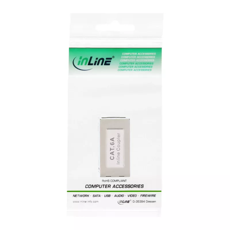 Adapter InLine kat. 6A, w pełni ekranowany, metalowy, 2x RJ45 żeński/żeński, 1:1