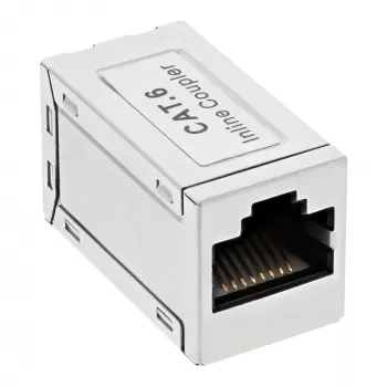 Adapter InLine Cat.6, w pełni ekranowany, metalowy, 2x RJ45 F/F, 1:1