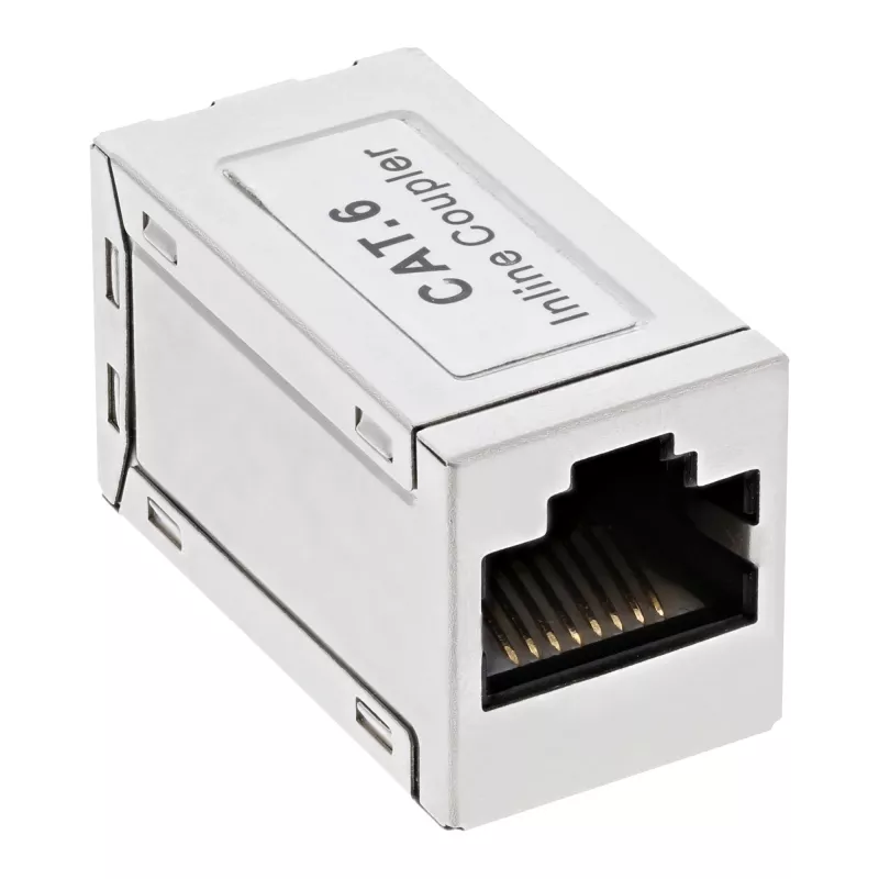 Adapter InLine Cat.6, w pełni ekranowany, metalowy, 2x RJ45 F/F, 1:1
