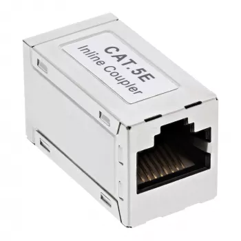Adapter InLine Kat.5e, w pełni ekranowany, metalowy, 2x RJ45 F/F, 1:1
