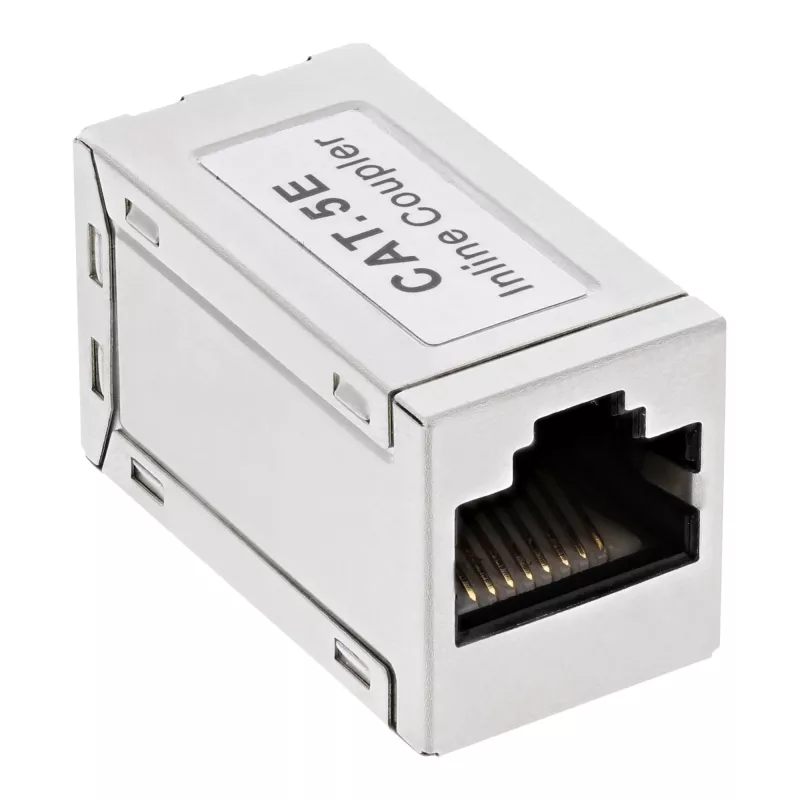 Adapter InLine Kat.5e, w pełni ekranowany, metalowy, 2x RJ45 F/F, 1:1