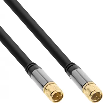 Kabel SAT InLine Premium, 4x ekranowany, 2x wtyk F, >110dB, czarny, 3m