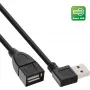 Kabel USB 2.0 InLine Smart, kątowy i odwracalny, wtyk typu A / gniazdo, czarny, 1 m