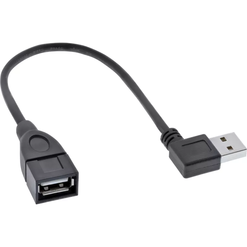 Kabel InLine USB 2.0 Smart kabel kątowy + odwracalny Typ A męski / żeński czarny 0,2m