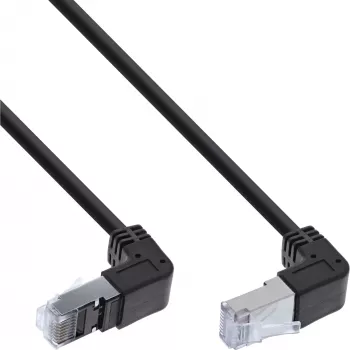 Kabel krosowy InLine pod kątem w górę/w dół, S/FTP (PiMf), kat. 6, czarny, 2,36 m