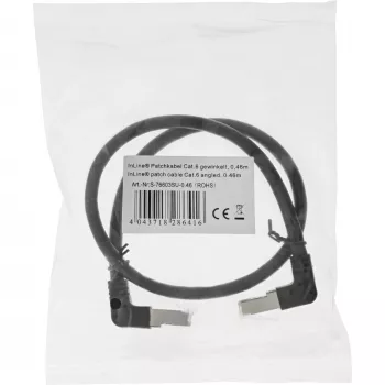 Kabel krosowy InLine pod kątem w górę/w dół, S/FTP (PiMf), kat. 6, czarny, 2,36 m