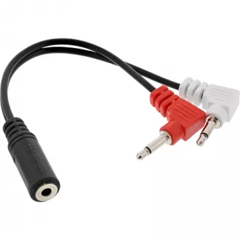 Adapter kablowy InLine Audio Plane do słuchawek, 2x 3,5 mm M na 3,5 mm F 3pin, 0,15 m