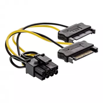 InLine adapter kablowya zasilania, 2x SATA męski / 8-pin PCI-Express męski, 0,15 m