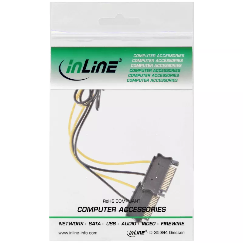 InLine adapter kablowya zasilania, 2x SATA męski / 8-pin PCI-Express męski, 0,15 m