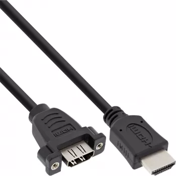 Adapter HDMI 4K2K typu A męski / A żeński z kołnierzem 0,6 m InLine 17500B