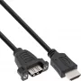 Adapter HDMI 4K2K typu A męski / A żeński z kołnierzem 0,6 m InLine 17500B