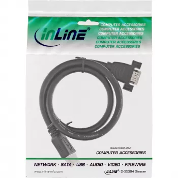 Adapter HDMI 4K2K typu A męski / A żeński z kołnierzem 0,6 m InLine 17500B