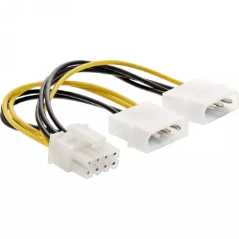 InLine Power adaptor kabel, 2x 5.25 inch male / 8pin PCI-Express male, 0.15m