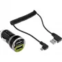 InLine USB DUAL+ KFZ zestaw do ładowania, zasilacz z kablem spiralnym 1 m