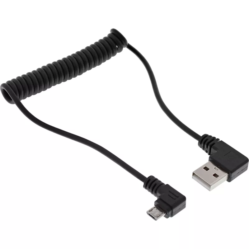 InLine USB DUAL+ KFZ zestaw do ładowania, zasilacz z kablem spiralnym 1 m