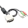 Przełącznik KVM InLine 4-portowy DVI-D + USB + Audio z 2 kompletami kabli
