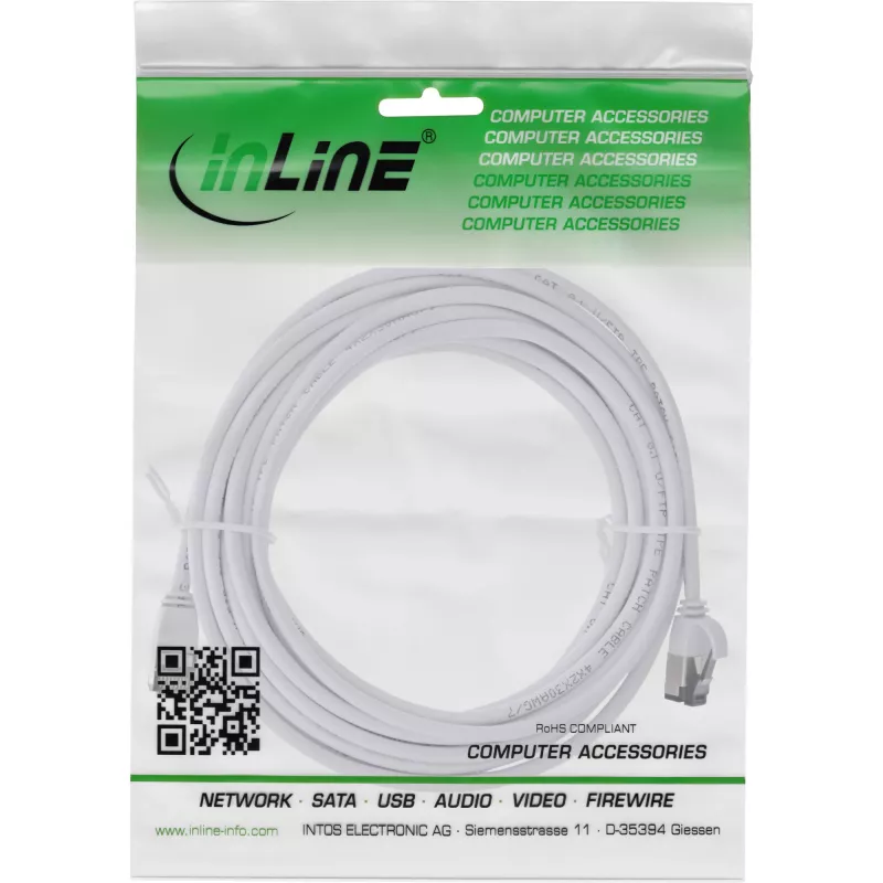 InLine Patch kabel cienki, U/FTP, Cat.8.1, TPE bezhalogenowy, biały 2m