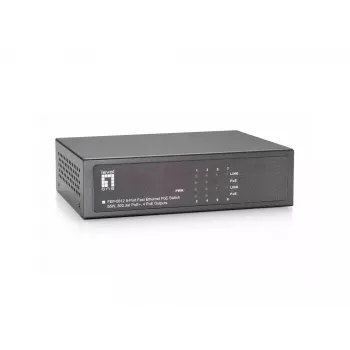 LevelOne 8-Port Fast Ethernet PoE Switch, 802.3at/af PoE, 4 wyjścia PoE, 65 W