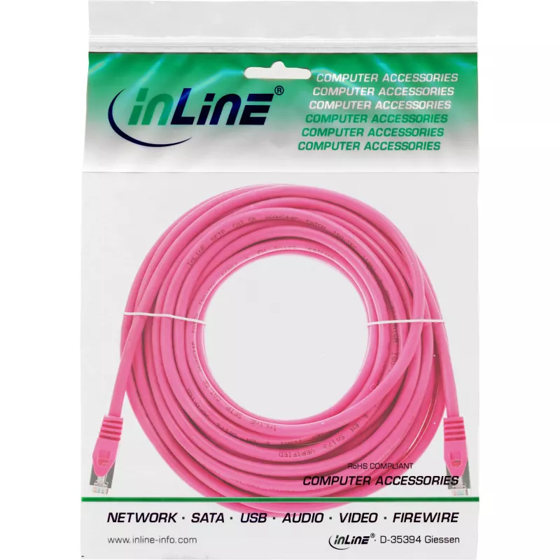 Kabel krosowy InLine SF/UTP Kat.5e różowy 20m