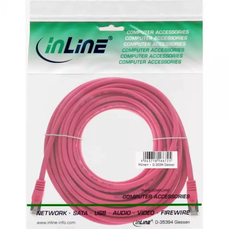 InLine Kabel krosowy SF/UTP Kat.5e Różowy 15m