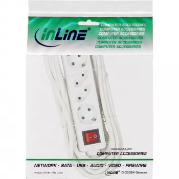InLine Listwa zasilająca, 4-gniazdowa, 2x CEE7/3 + 2x Euro CEE 7/16, biała, 1,5m