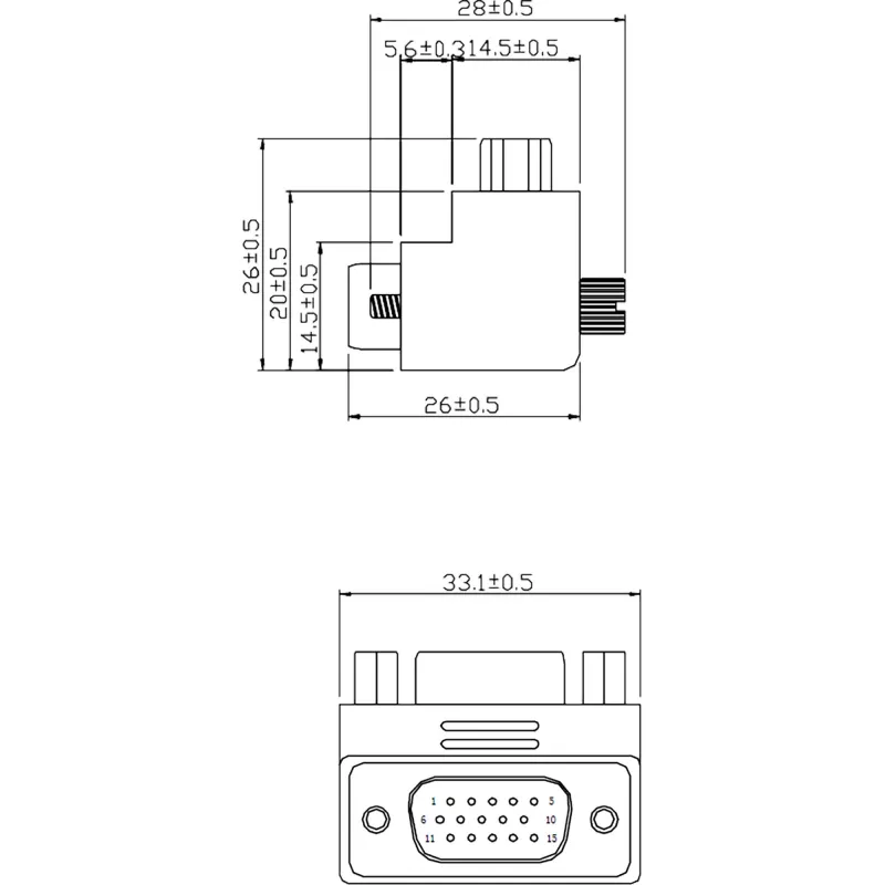 InLine VGA Adapter 90° 15 Pin męski / żeński, InLine, 37248I