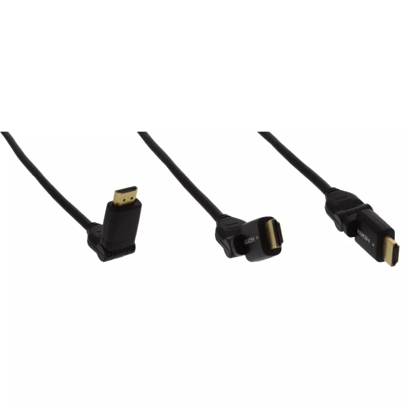 InLine High Speed HDMI kabel obrotowy, z Eth., AM/AM, czarny, złote styki, 3m