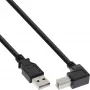 Kabel InLine USB 2.0, wtyk typu A męski / typu B męski kątowy w dół, czarny, 2 m