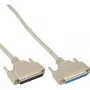 InLine szeregowy kabel przedłużający, wtyk DB37 męski / żeński, prosty, szary, 1 m