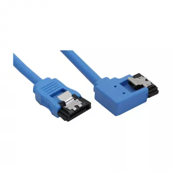InLine SATA 6Gb/s Round kabel niebieski left kątowy 90° with latches 0.5m