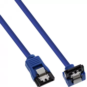 Kabel SATA 6 Gb/s InLine okrągły niebieski kątowy 90° z zatrzaskami 0,5 m