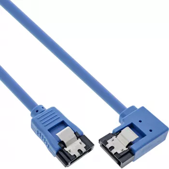 Kabel SATA InLine 6 Gb/s okrągły, jedna strona kątowa 90°, z zatrzaskami, 0,3 m