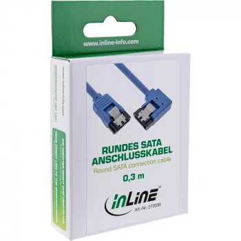 Kabel SATA InLine 6 Gb/s okrągły, jedna strona kątowa 90°, z zatrzaskami, 0,3 m