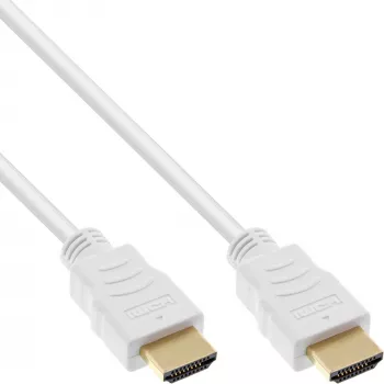 Kabel InLine High Speed HDMI z Ethernet, M/M, biały, pozłacane styki, 3m
