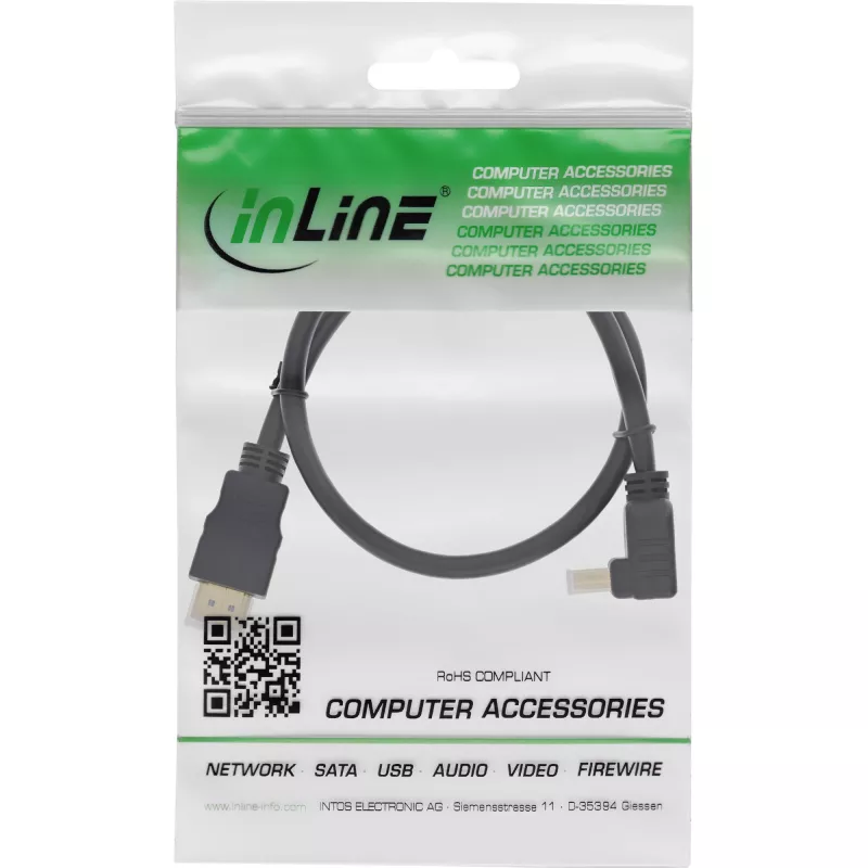 InLine High Speed HDMI kabel with Ethernet, kątowy, 1,5m