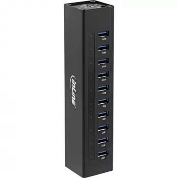 InLine USB 3.0 10 Port Hub Aluminium Case z zasilaczem 4A, czarny