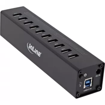InLine USB 3.0 10 Port Hub Aluminium Case z zasilaczem 4A, czarny